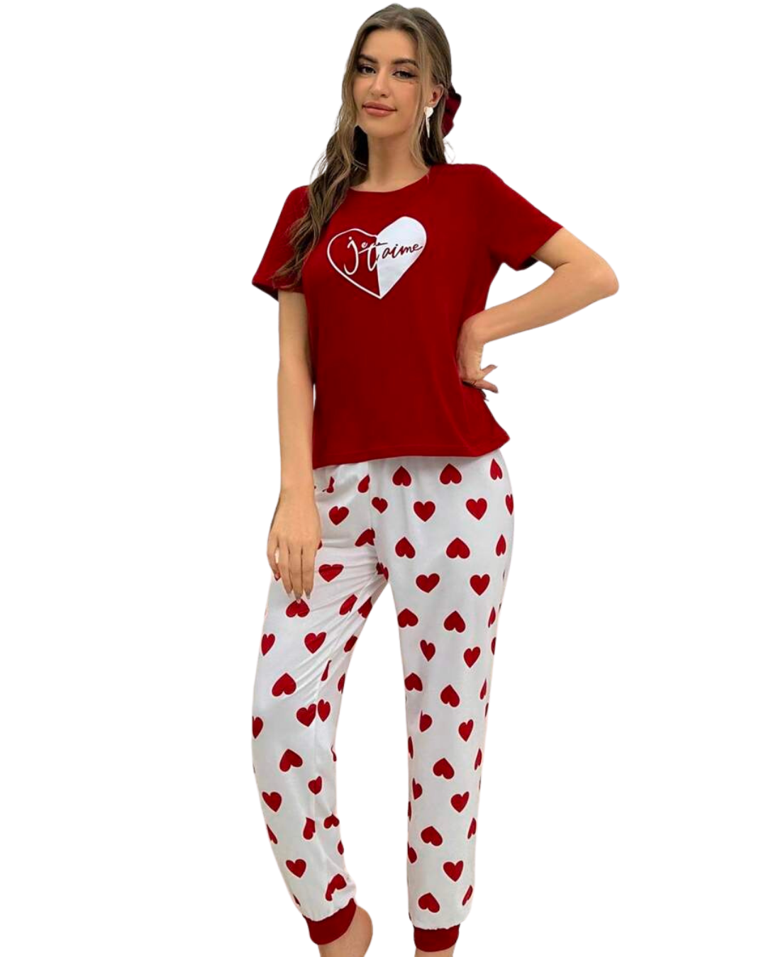 Red Heart Printed Night Suit