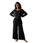 Black Plain Palazo Night Suit