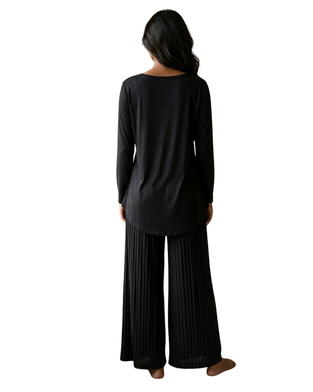 Black Plain Palazo Night Suit