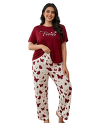 Red Butterfly Printed Night Suit