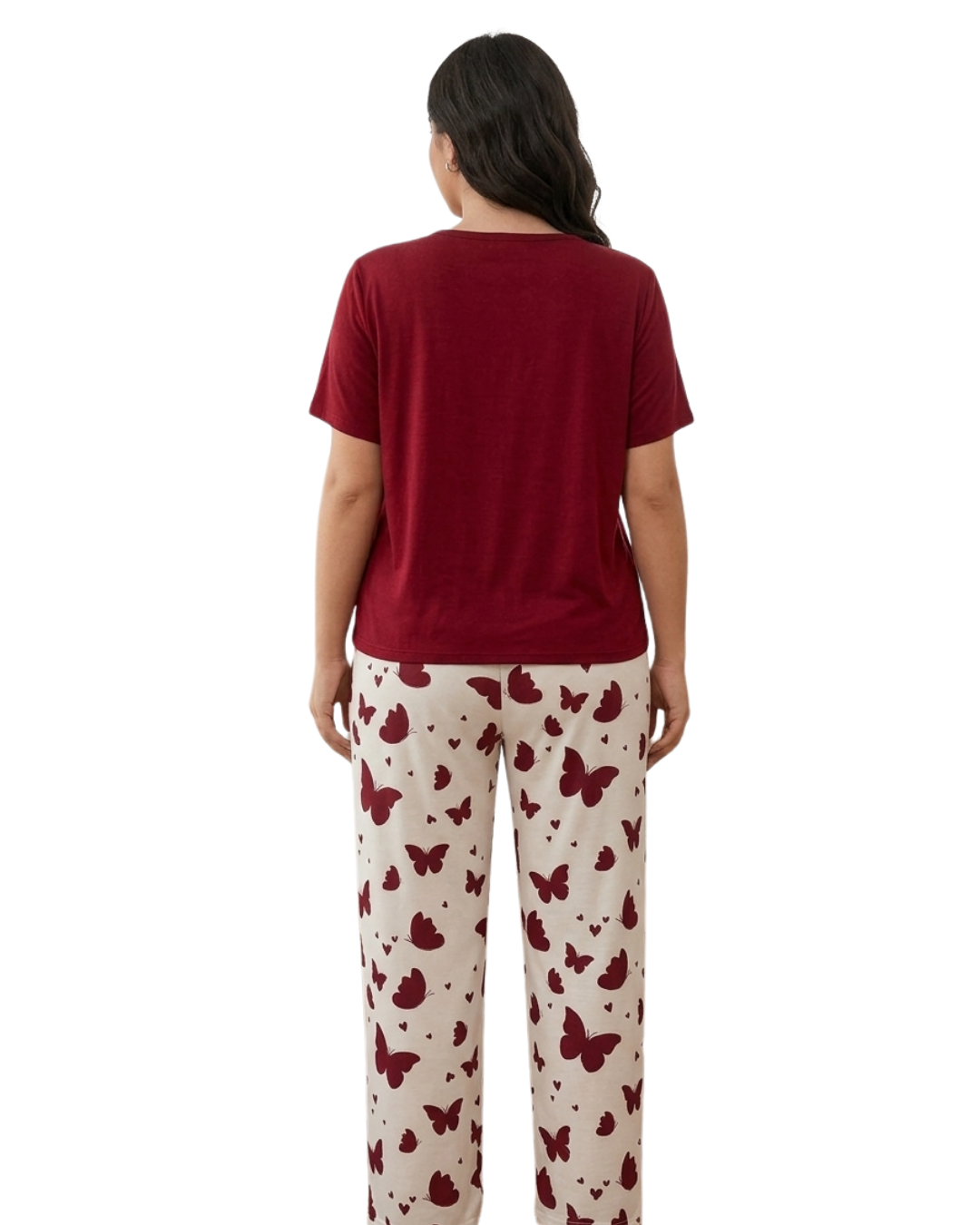 Red Butterfly Printed Night Suit
