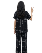 Black Capri Printed Night Suit