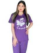 Purple Butterfly Printed  Night Suit