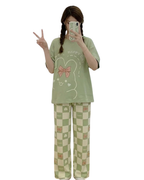 Olive Green Printed Night Suit