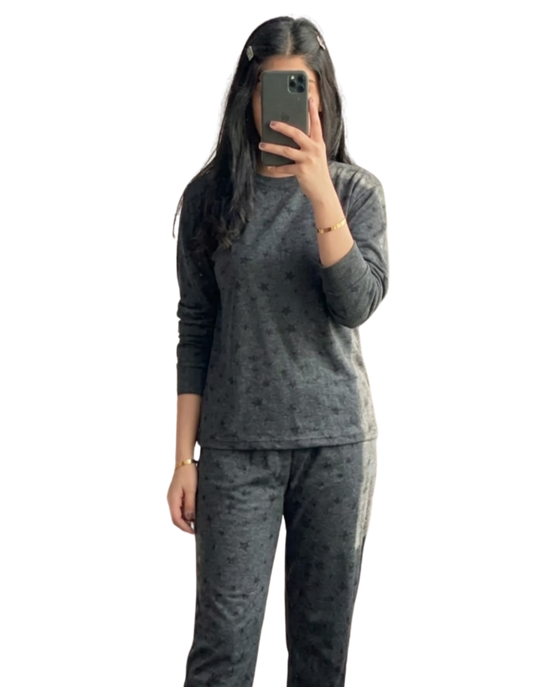 Charcoal Star Printed Night Suit