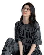 Grey Love Printed Night Suit