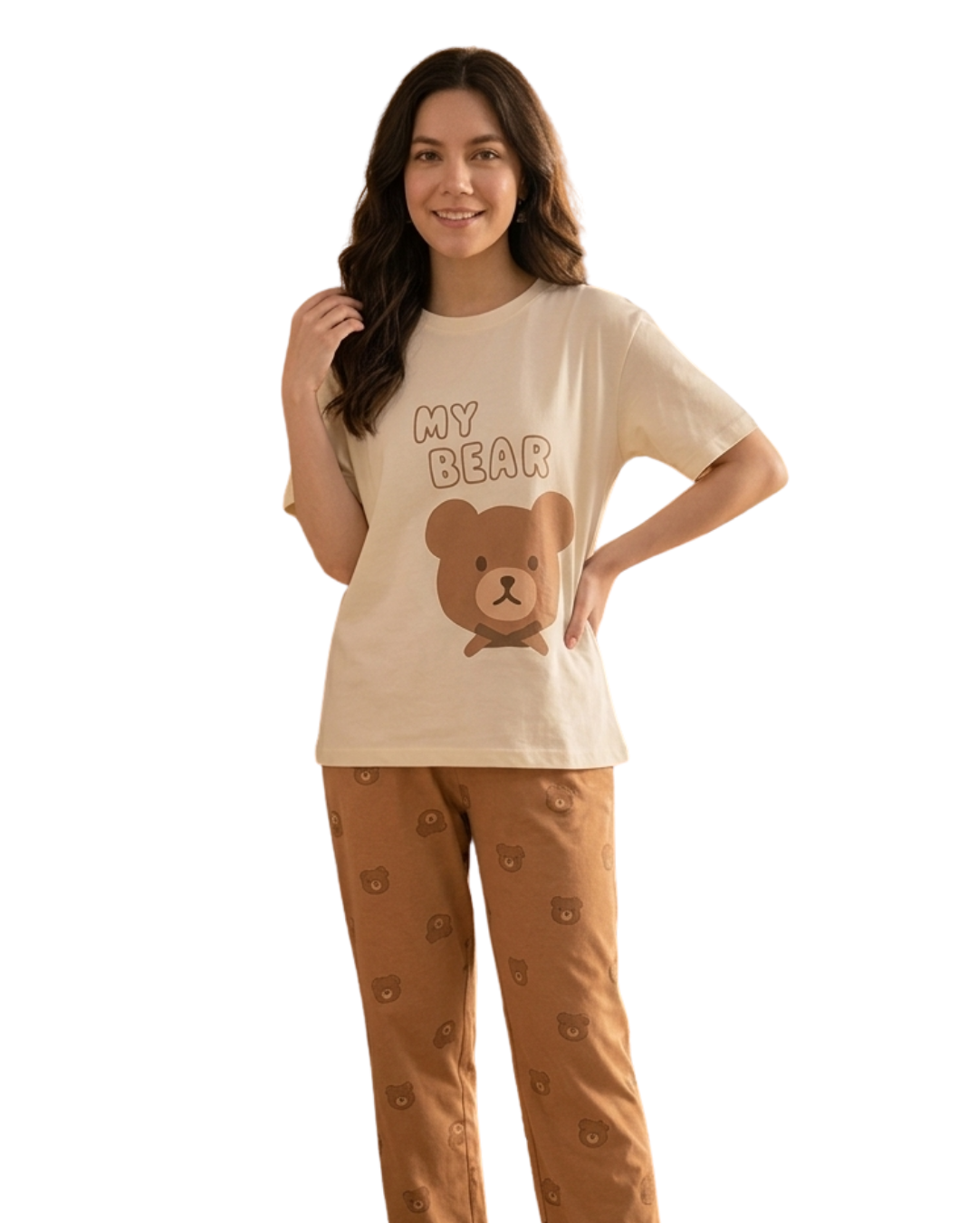 Brown Bear Printed Night Suit