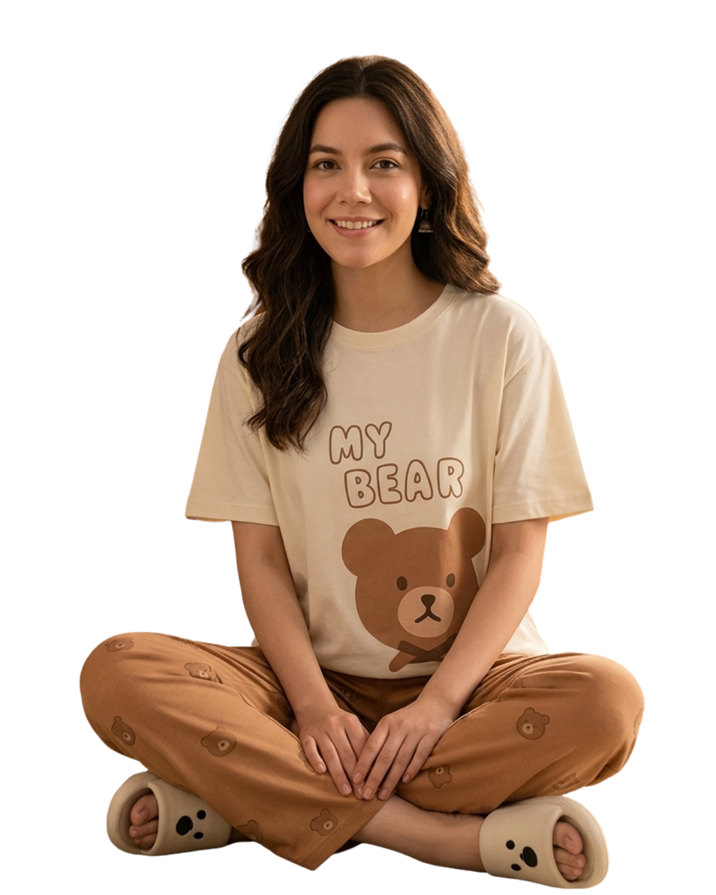 Brown Bear Printed Night Suit