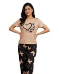 Heart and Butterfly Printed Night Suit