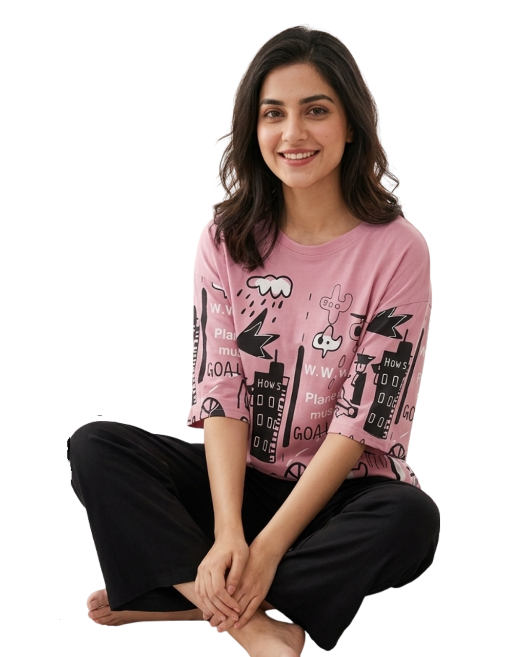 Pink Funcky Printed Night Suit