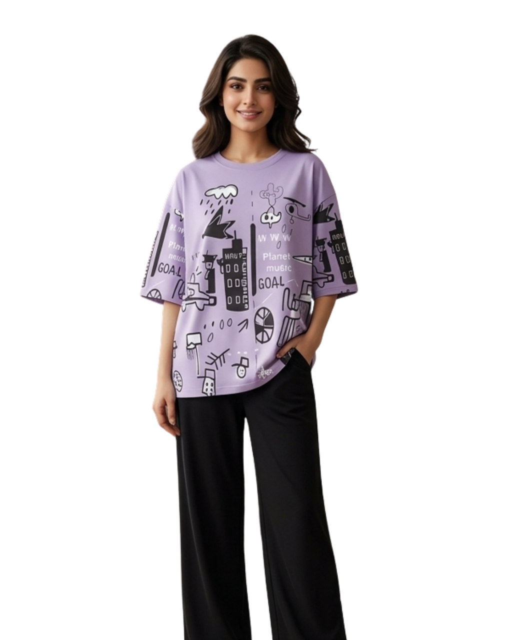 Purple Funcky Printed Night Suit