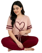 Two Heart Printed Night Suit