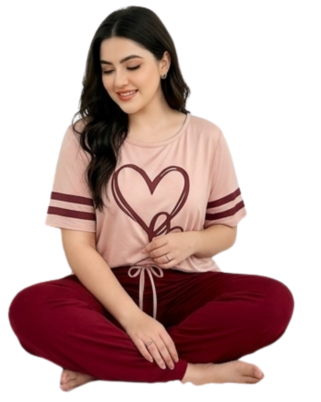 Two Heart Printed Night Suit