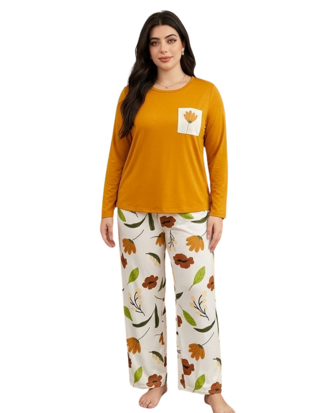 Yellow Pocket Printed Night Suit