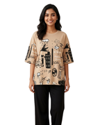 Creamy Funcky Printed Night Suit