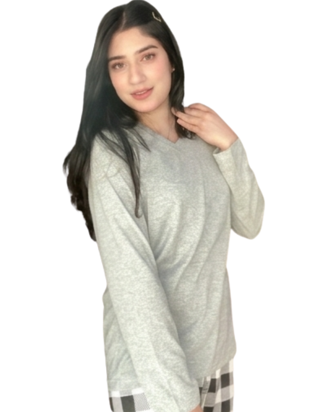 Grey V-Neck Night Suit