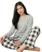 Grey V-Neck Night Suit