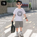 Grey Smiley Half Sleeve Kids Suit (Each)