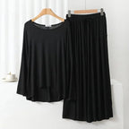Black Plain Palazo Night Suit